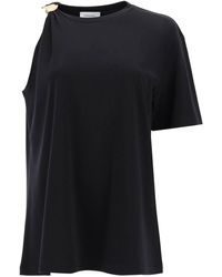 Ferragamo - Asymmetric T-Shirt With Golden Clip - Lyst
