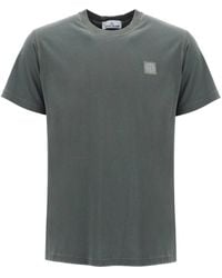 Stone Island - T-Shirt Girocollo Con Patch Logo - Lyst