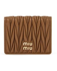 Miu Miu - Caramel-Coloured Matelassã Leather Small Wallet - Lyst