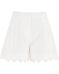 Simone Rocha - Embroidered Cotton Shorts - Lyst