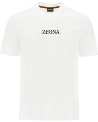 Zegna - T Shirt With Rubberized Logo - Lyst