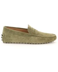 Tod's Suede Leather Gommino Driver Loafers - Green