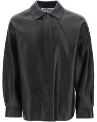 Loewe - Asimmetric Seams Leather Overshirt - Lyst