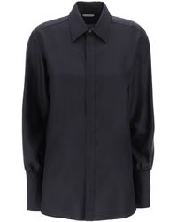 Burberry - Long-Sleeved Silk Shirt - Lyst