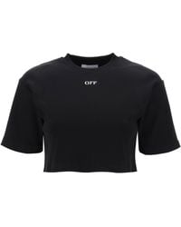 Off-White c/o Virgil Abloh - Off- Cropped T-Shirt With Off Embroidery - Lyst