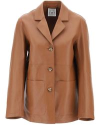 Totême - Single-Breasted Leather Jacket - Lyst