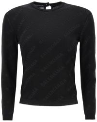 Balenciaga - Pullover A Girocollo Con Logo All-Over - Lyst