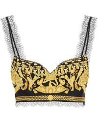 Versace - Barocco Silk Bralette Top - Lyst