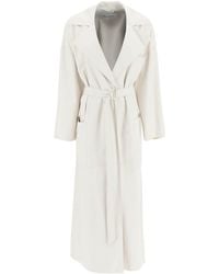 Max Mara - 'Amica' Long Leather Trench Coat - Lyst