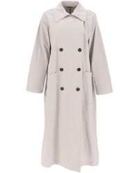 Brunello Cucinelli - Double Breasted Trench Coat With Shiny Cuff Details - Lyst