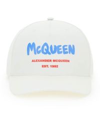 Alexander McQueen CAPPELLO BASEBALL LOGO GRAFFITI - Bianco