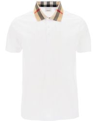 Burberry - Check Collar Polo Shirt - Lyst