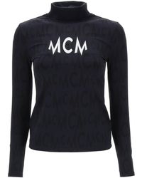 MCM - Top A Manica Lunga Con Motivo Logo - Lyst