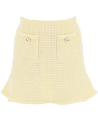 Self-Portrait - Self Portrait "Knitted Mini Skirt With Jewel Buttons - Lyst