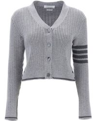 Thom Browne - 4-Bar Baby Cable Cropped Cardigan - Lyst