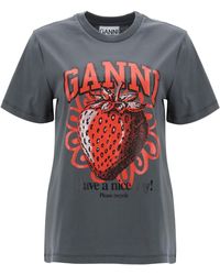 Ganni - T Shirt With Graphic Print - Lyst