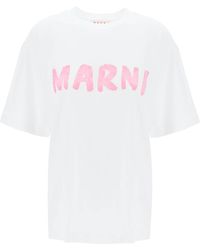 Marni - T Shirt With Maxi Logo Print - Lyst