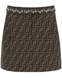 Fendi - Ff Canvas Mini Skirt - Lyst