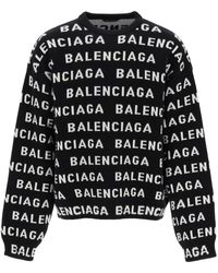 Balenciaga - Pullover Con Logo All Over - Lyst