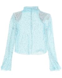 Self-Portrait - Self Portrait Long-sleeved Top With Sequins And Beads - Lyst