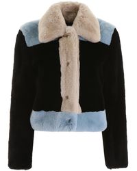 Marni Colour Block Fur Jacket - Black