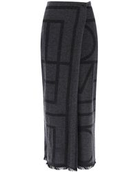 Totême - Toteme Monogram Wool Maxi Sarong Skirt - Lyst