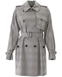 Max Mara Prince Of Wales Trench Coat - Grey