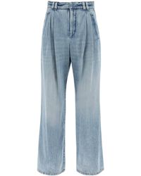 Brunello Cucinelli - Wide Leg Jeans With Double Pleats - Lyst
