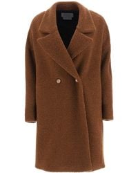 Harris Wharf London Oversized Boucle' Coat 42 Wool - Brown