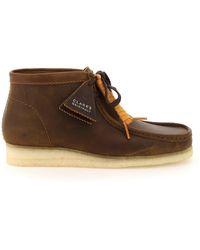 Clarks Wallabee Leather Lace-up Boots in Brown for Men | Lyst