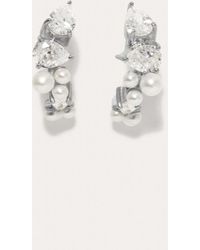 Completedworks - Chasing Shadows - Pearl And Zirconia Platinum Plated Small Earrings - Lyst