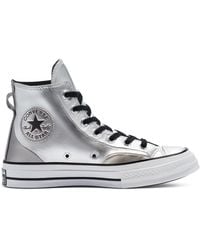 converse chuck 70 heavy metallic leather high top