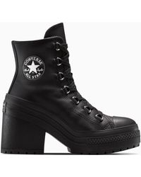 Converse - Chuck 70 de luxe heel platform leather black - Lyst