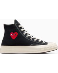 Converse - PLAY Comme des Garçons Single Heart Chuck 70 Black, Red - Lyst