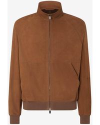 Corneliani - Tobacco- Bomber Jacket Made From Super Light Suede - Lyst