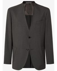 Corneliani - Mud Mohair Jacket Without Lapels - Lyst
