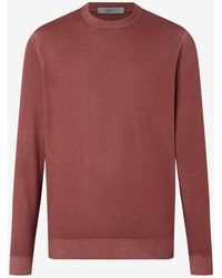 Corneliani - Bordeaux Crew Neck Pure Wool Knitwear - Lyst