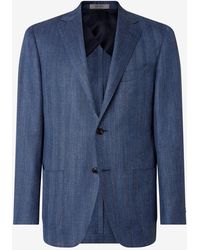 Corneliani - Denim Wool, Silk And Linen Jacket - Lyst
