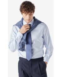Corneliani - Light Textured Cotton Shirt With Herringbone Pattern - Lyst