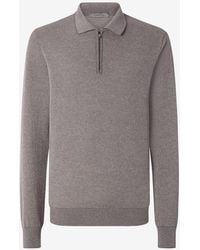 Corneliani - Long-Sleeved Zip-Up Polo Shirt Made From Pure Extra Fine Wool - Lyst