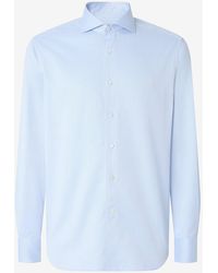 Corneliani - Light Cotton Shirt With Honeycomb Micro Pattern - Lyst