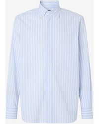 Corneliani - Camicia A Righe Bianca E Azzurra - Lyst