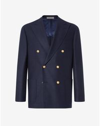 Corneliani - Double-Breasted Stretch Wool Hopsack Jacket - Lyst