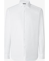 Corneliani - Textured Cotton Shirt With Herringbone Pattern - Lyst