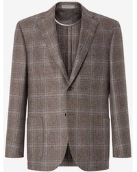 Corneliani - Overcheck Pure Wool Jacket - Lyst