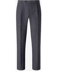 Corneliani - Single-Dart Trousers Made From Pure Linen Chambray - Lyst