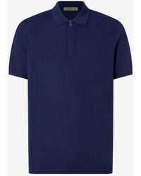 Corneliani - Zipped Pure Cotton Polo Shirt - Lyst