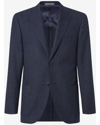 Corneliani - Wool, Silk And Linen Jacket With Herringbone Pattern - Lyst