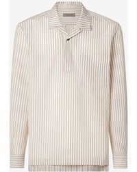 Corneliani - Cotton And Linen Shirt With Stripes - Lyst