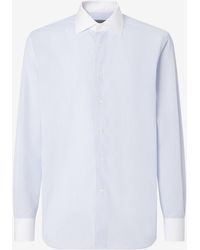 Corneliani - Cotton Poplin Shirt With Light Checks - Lyst